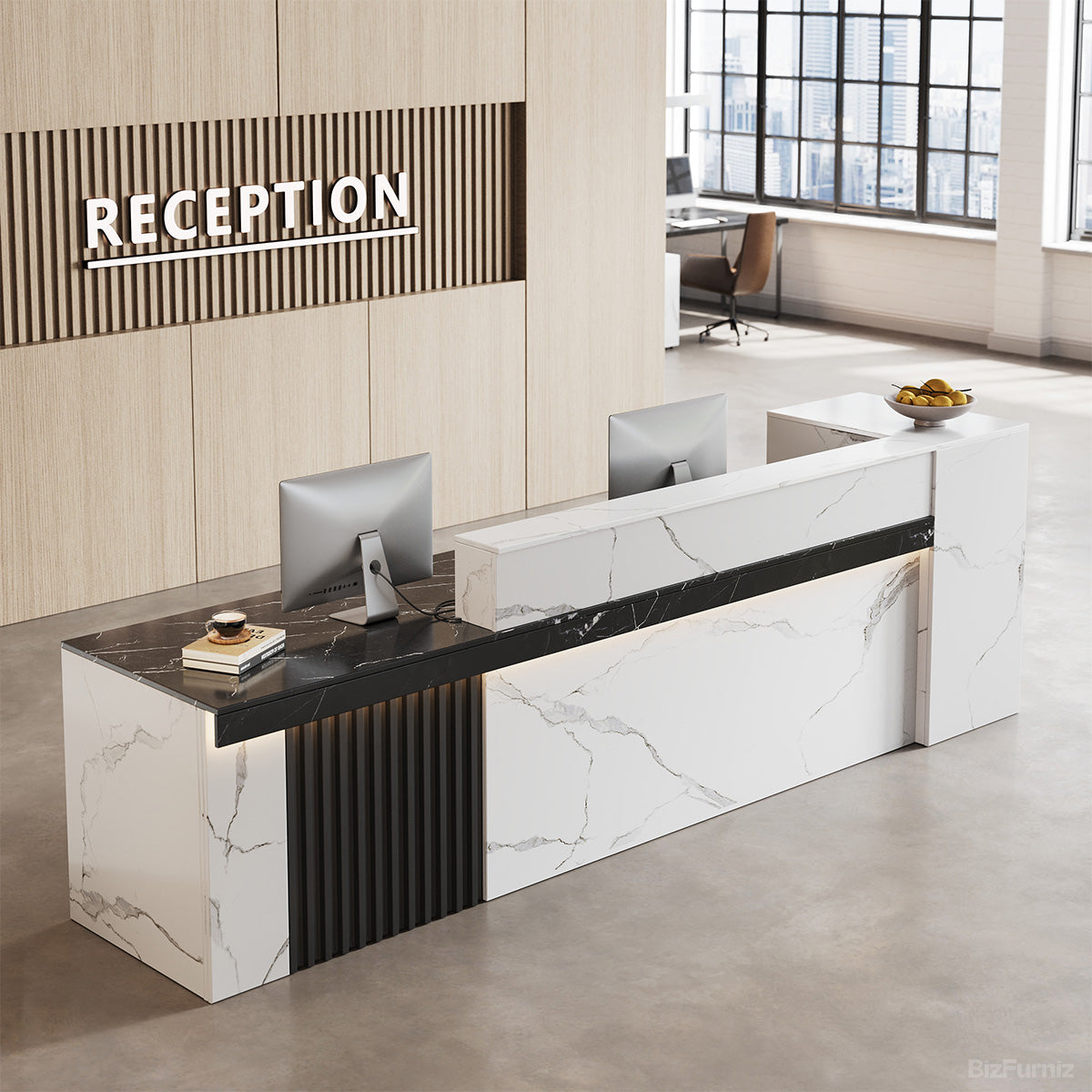 Modern Reception Desk with Counter Cable Management for Offices, Lobbies & Stores product photo 3