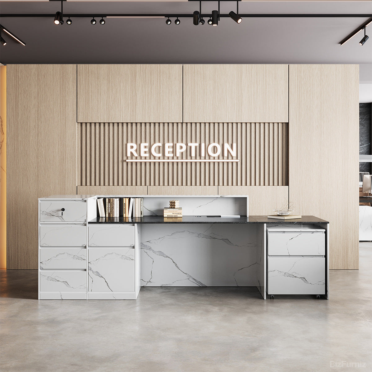 Modern Reception Desk with Counter Cable Management for Offices, Lobbies & Stores product photo 2