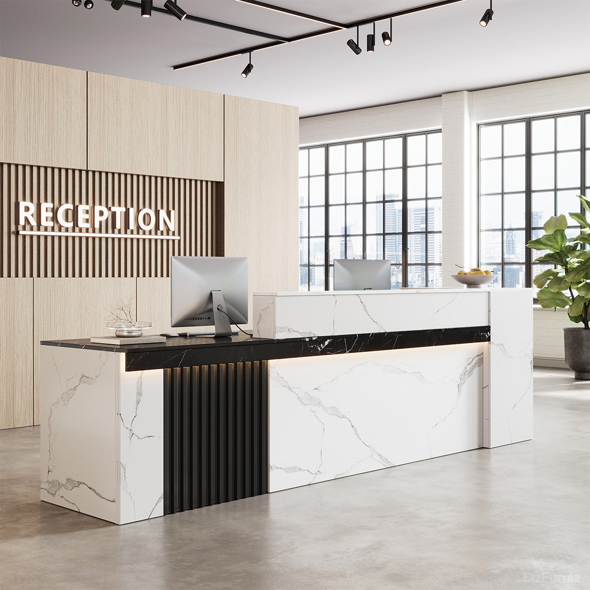 Modern Reception Desk with Counter Cable Management for Offices, Lobbies & Stores product photo 4