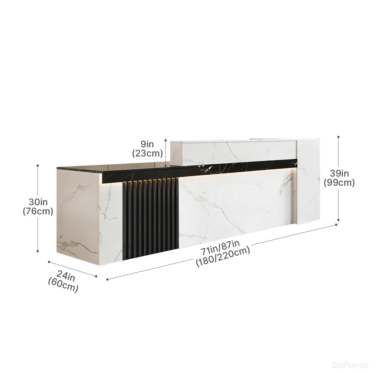 Modern Reception Desk with Counter Cable Management for Offices, Lobbies & Stores product photo