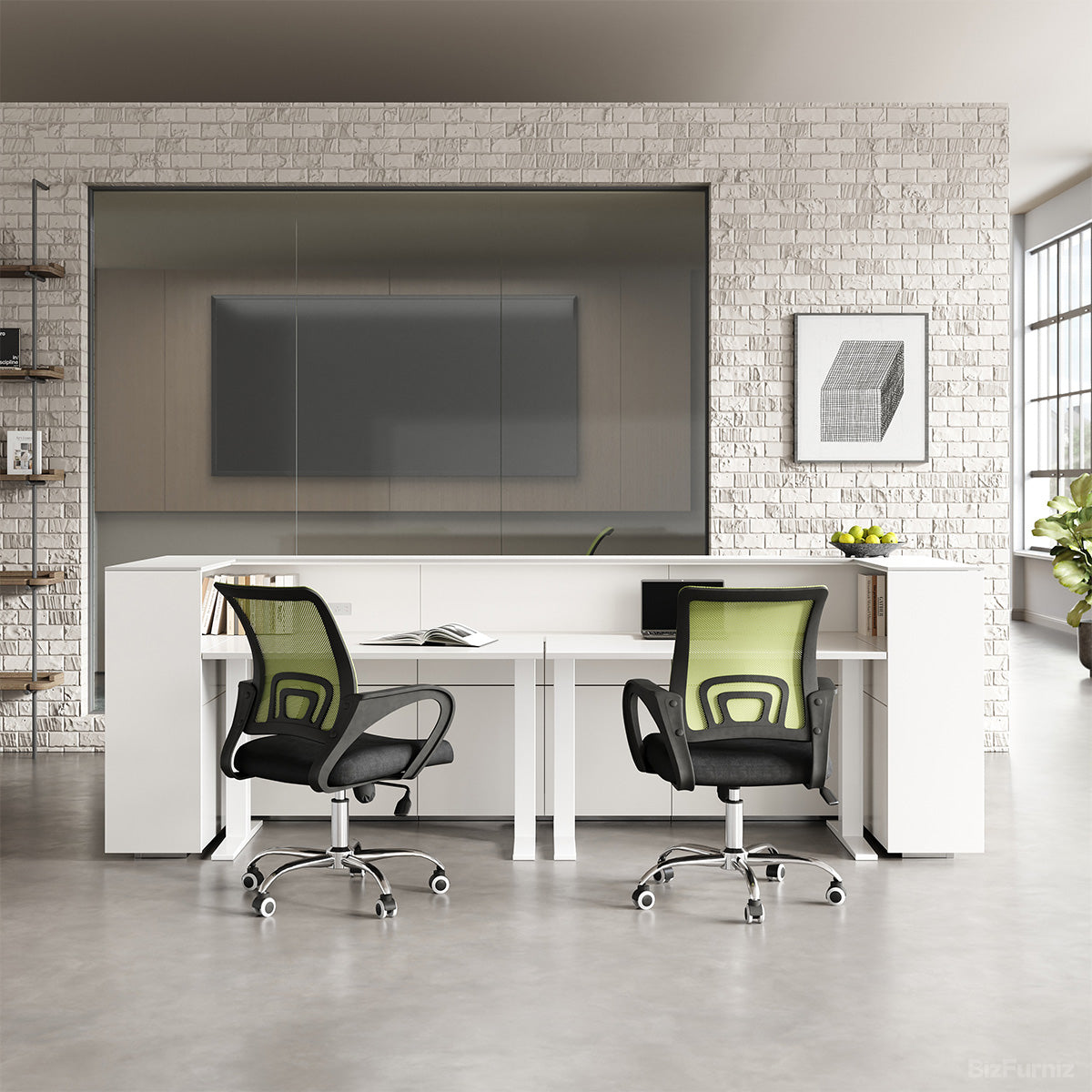 126" L Modern Reception Desk with Power Hub and Hidden Side Storage for Lobbies and Executive Reception Areas product view 2