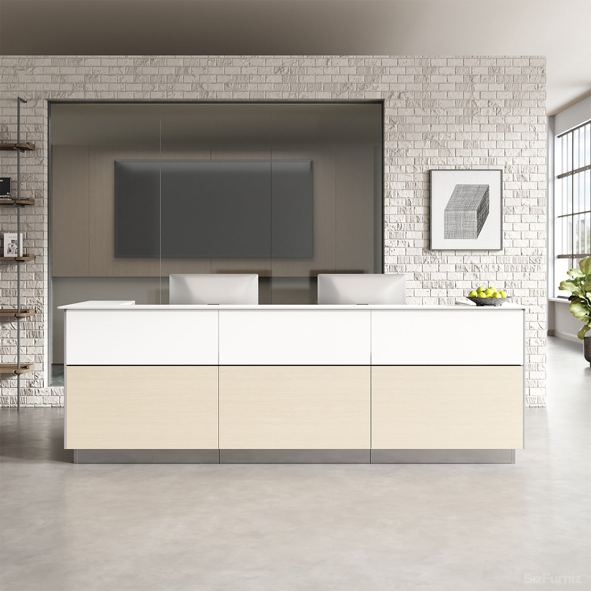126" L Modern Reception Desk with Power Hub and Hidden Side Storage for Lobbies and Executive Reception Areas product view 6