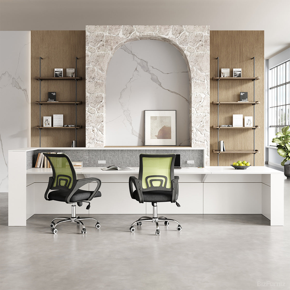 154"L Professional Reception Desk with Integrated Power Hub for Modern Lobbies and Offices product view 2