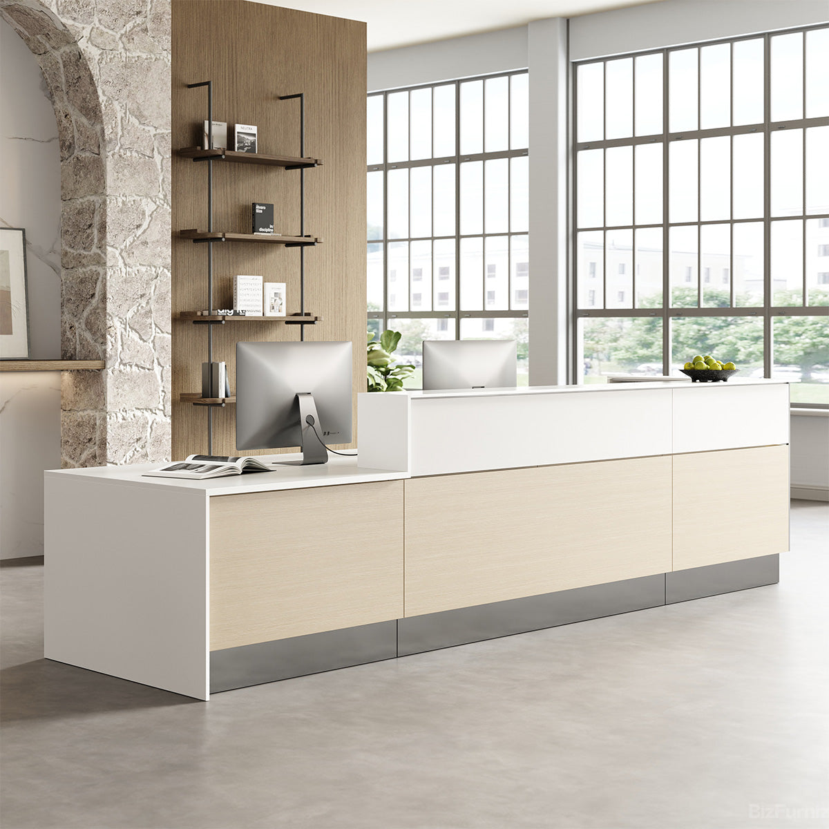 154"L Professional Reception Desk with Integrated Power Hub for Modern Lobbies for modern office workspace