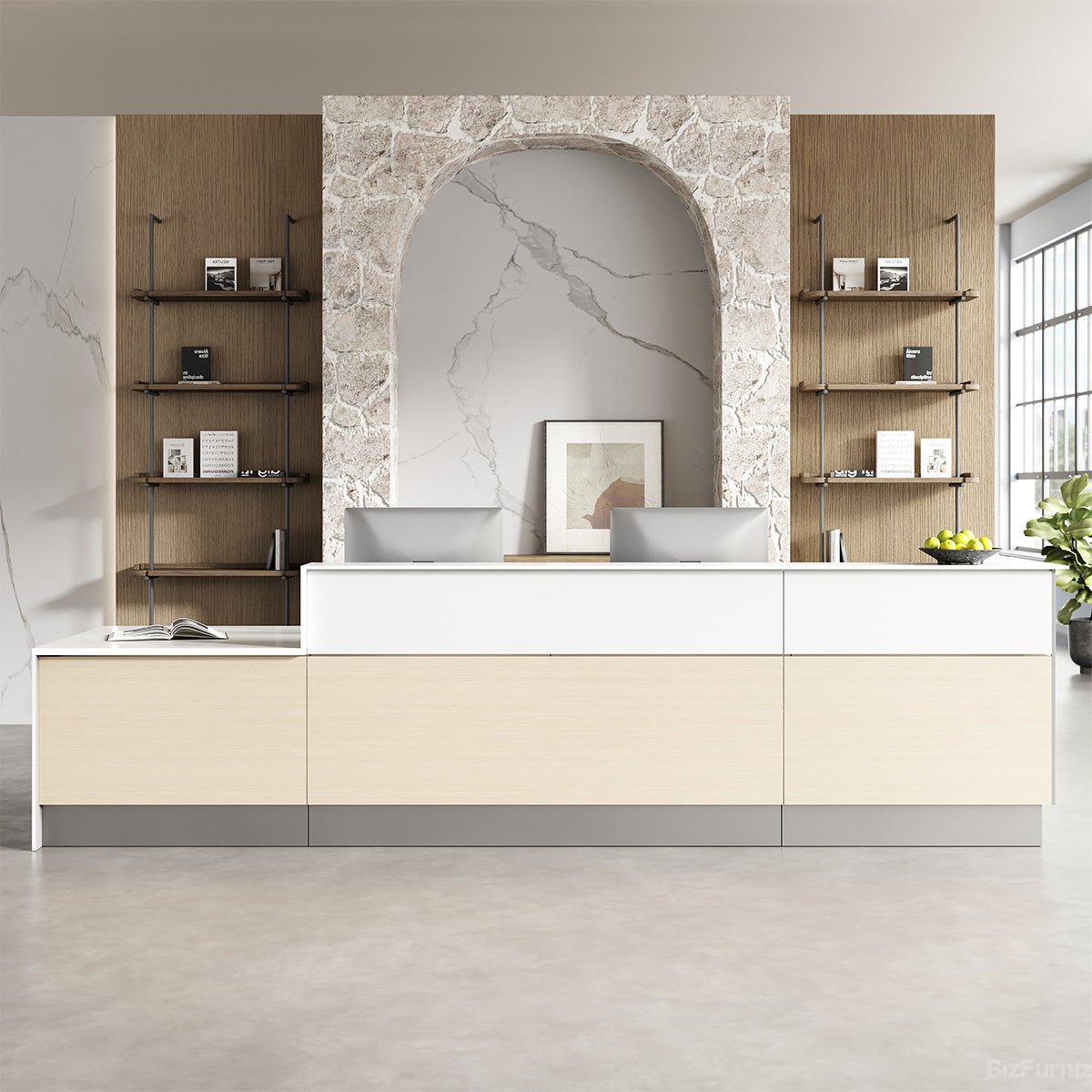 154"L Professional Reception Desk with Integrated Power Hub for Modern Lobbies and Offices product view 4
