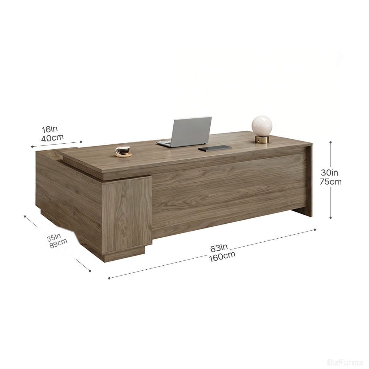 Product dimensions diagram (35in/89cm depth)