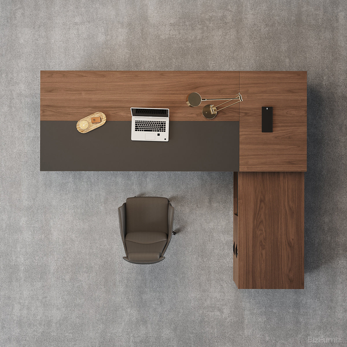 L-shaped Executive Desk with Built-in Outlets and Reversible Return product view 4