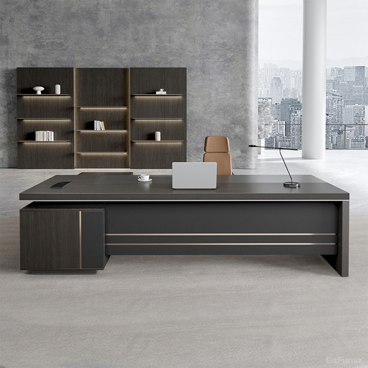 LBZ-605 L-Shaped Executive Desk 71–94 in Wide
