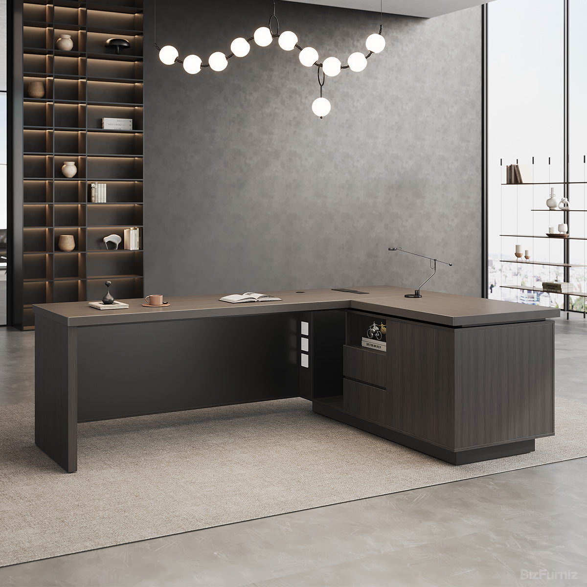 79" L L-shaped Executive Desk with Cable Management and Ventilated CPU Compartment product view 4