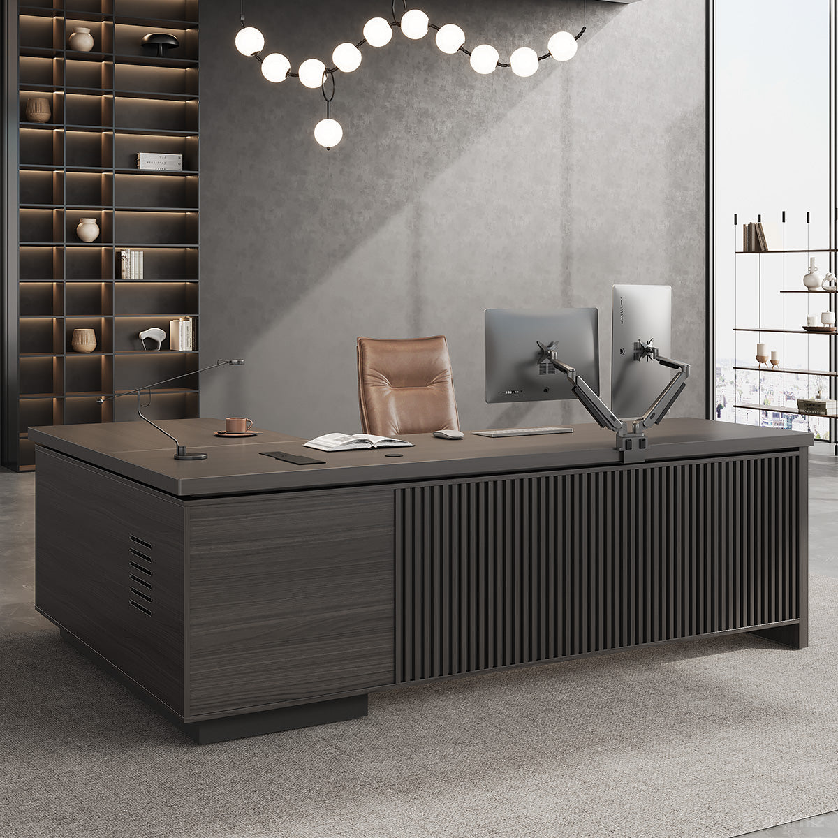 79" L L-shaped Executive Desk with Cable Management and Ventilated CPU Compartment product view 3