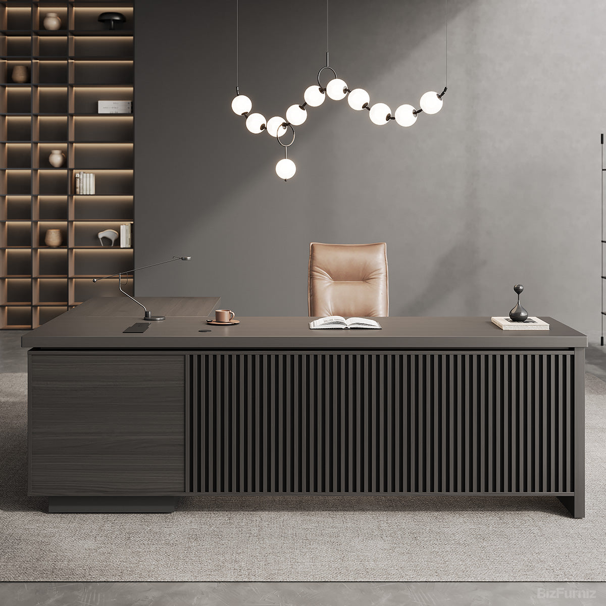 79" L L-shaped Executive Desk with Cable Management and Ventilated CPU Compartment product view 2