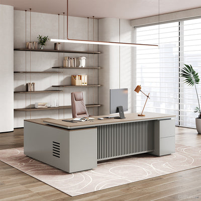 Gray Executive Desk 79 in Wide with Power Hub