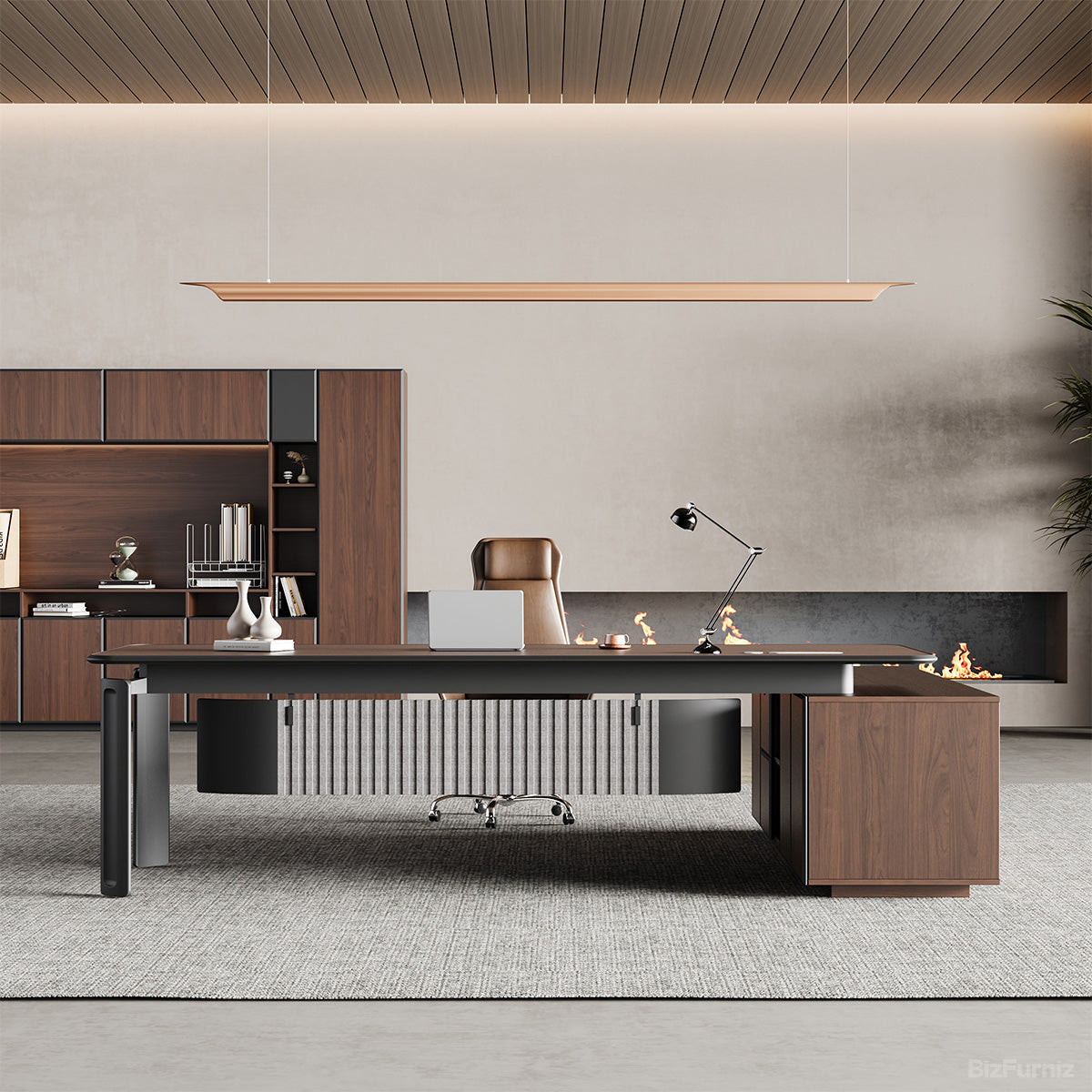 102-Inch Modern Executive Desk with Large Storage Side Cabinet for CEO, Manager and Executive Offices product view 2