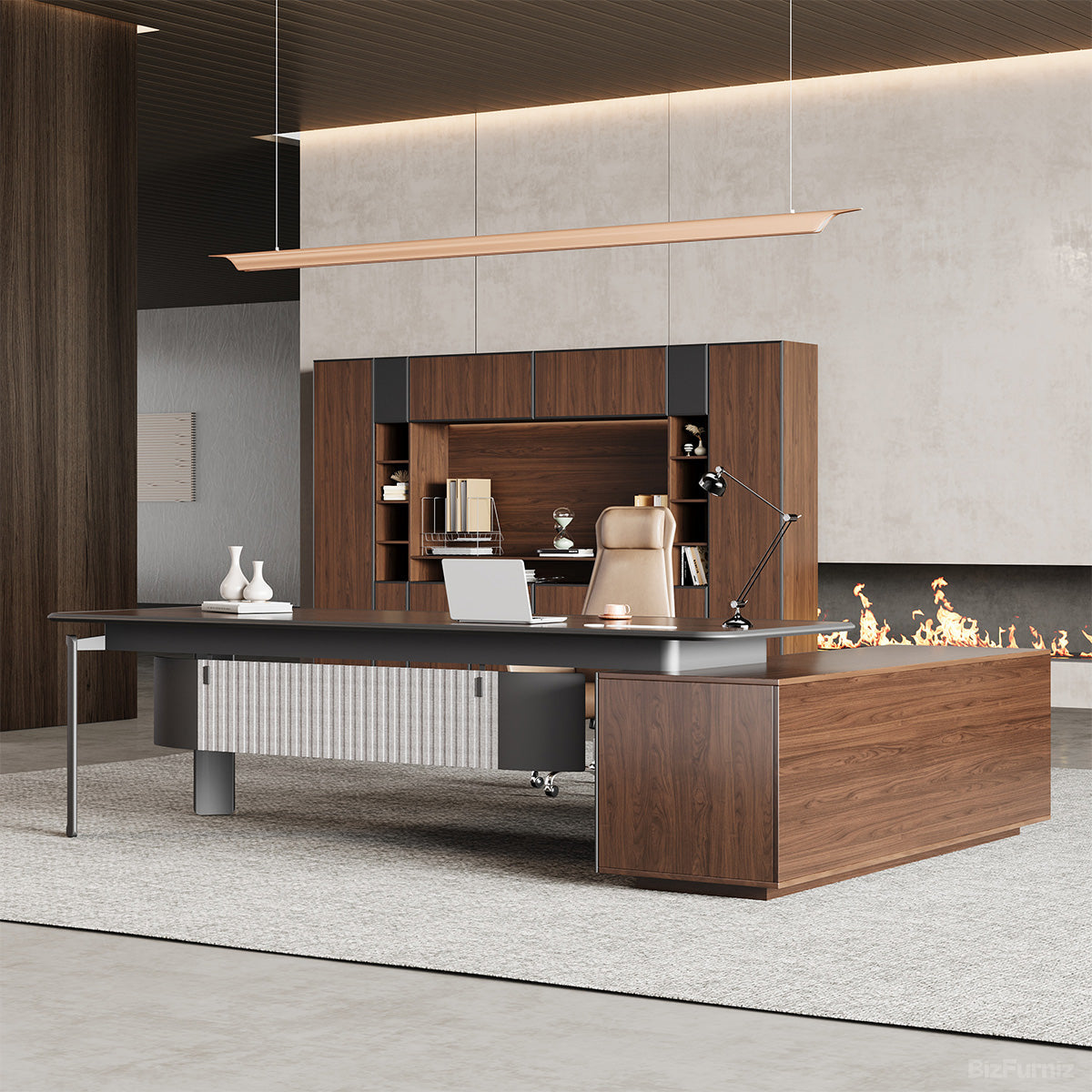 102-Inch Modern Executive Desk with Large Storage Side Cabinet for CEO, Manager and Executive Offices product view 3
