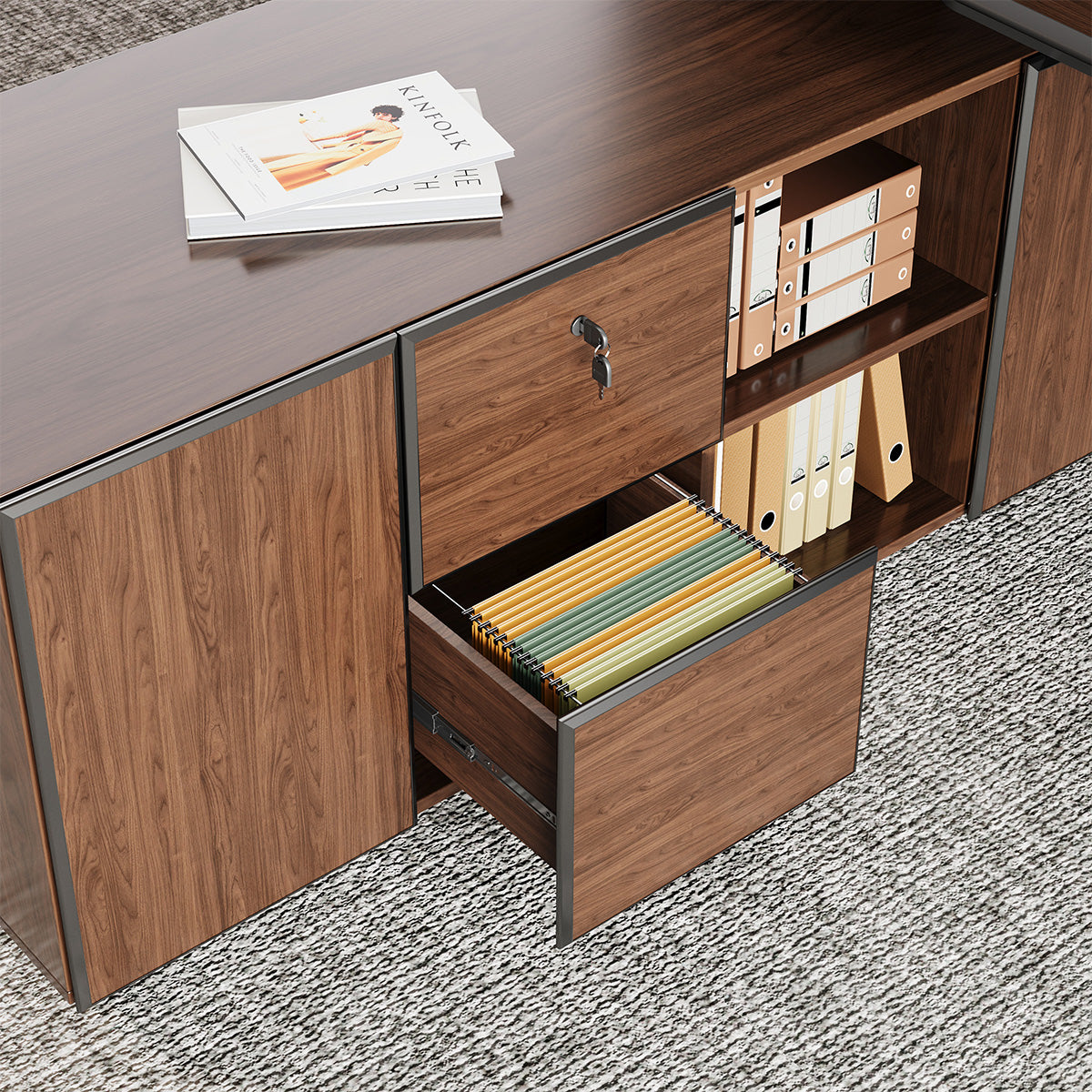 102-Inch Modern Executive Desk with Large Storage Side Cabinet for CEO, Manager and Executive Offices product view 6