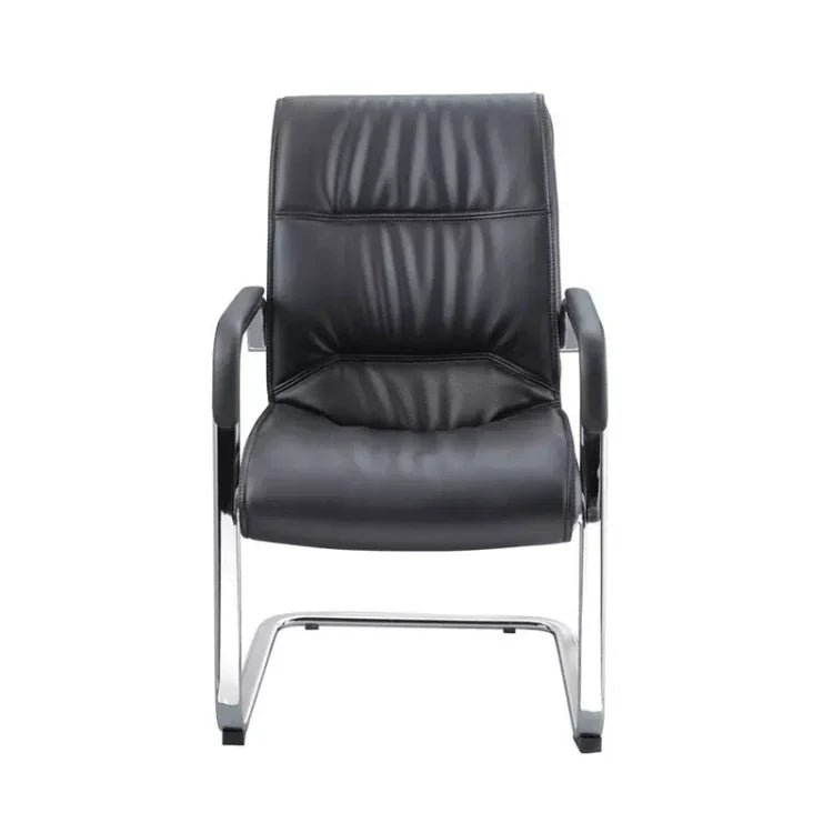 Bowed Leather Staff Chair Computer, Black, Black finish, for meeting room or boardroom, modern boardroom furniture