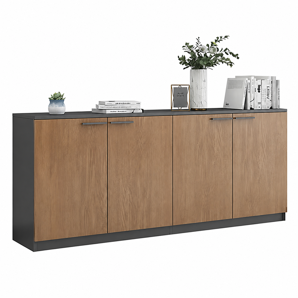 File Cabinet, angled product view, Sleek and Premium Wooden File Cabinet With Spacious Storage finish, for office storage space, office storage furniture