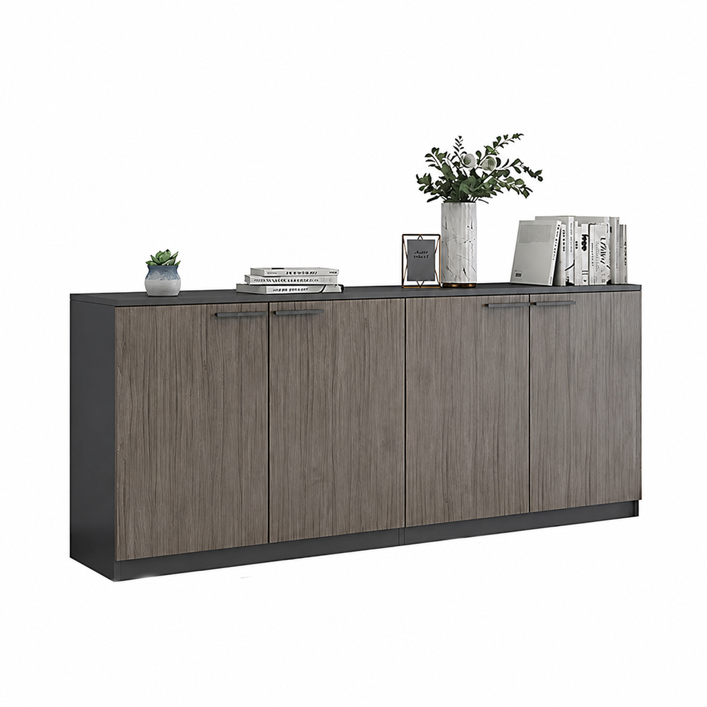 File Cabinet, 4 Grey Oak Low Cabinet, Grey Oak finish, for office storage space, office storage furniture