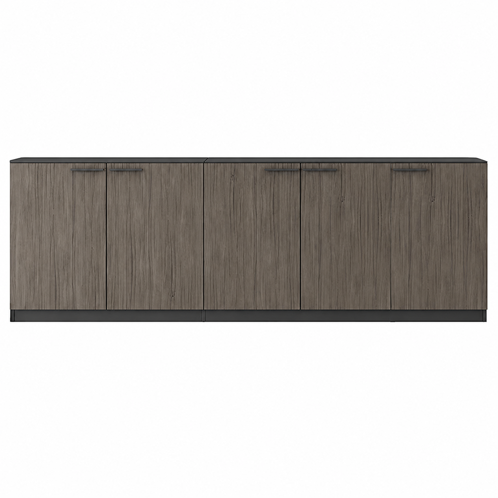 File Cabinet, 5 Grey Oak Low Cabinet, Grey Oak finish, for office storage space, office storage furniture