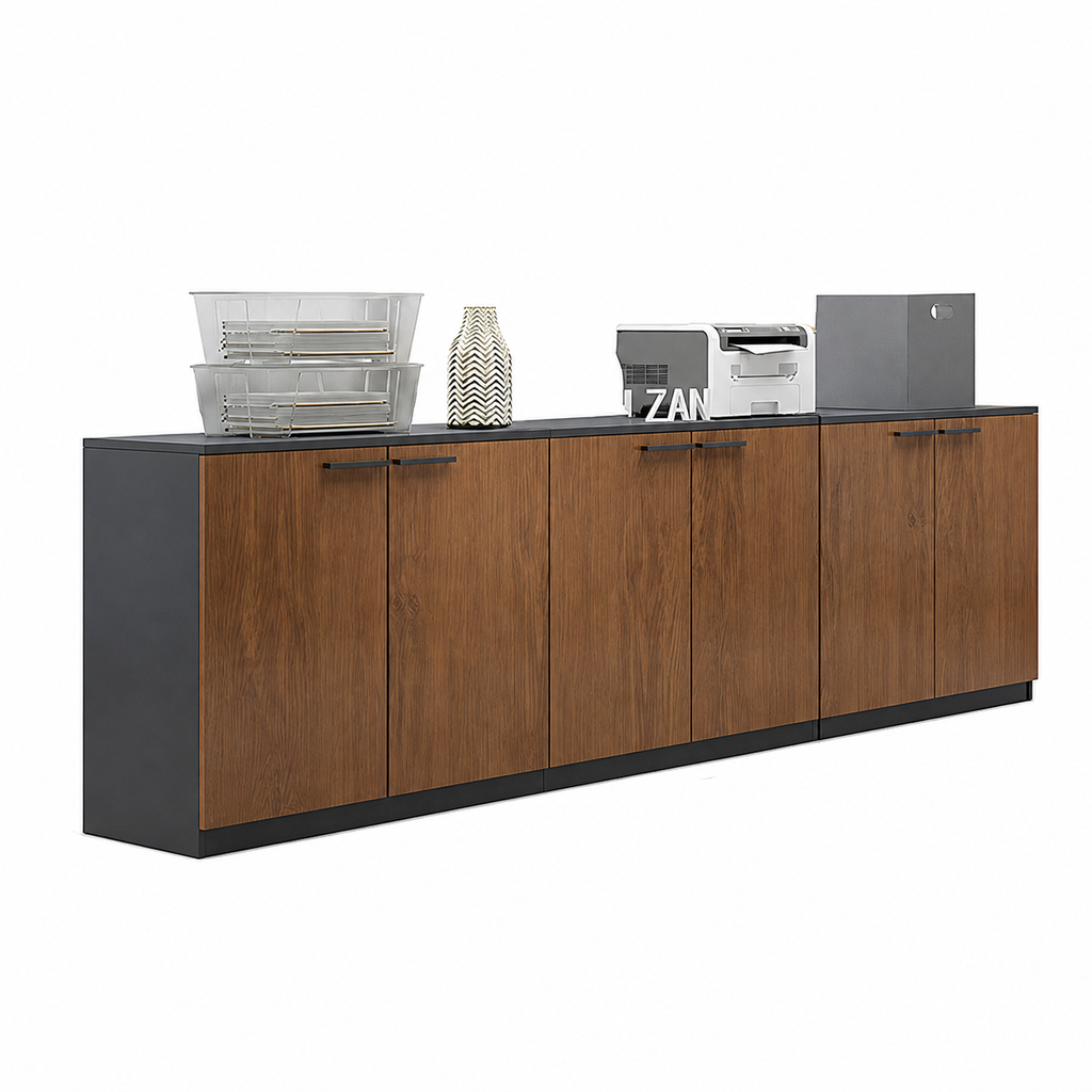 File Cabinet, 6 Teak Low Cabinet, Teak finish, for office storage space, office storage furniture