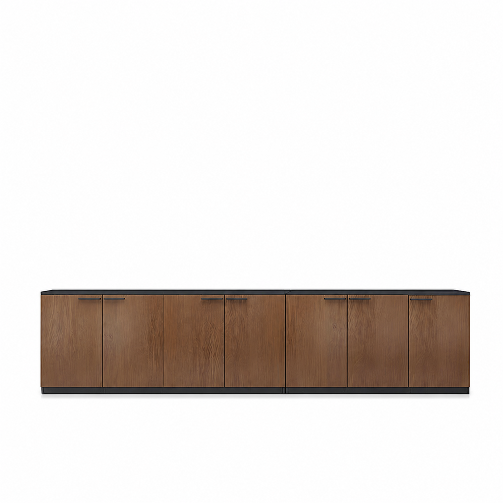File Cabinet, 7 Teak Low Cabinet, Teak finish, for office storage space, office storage furniture