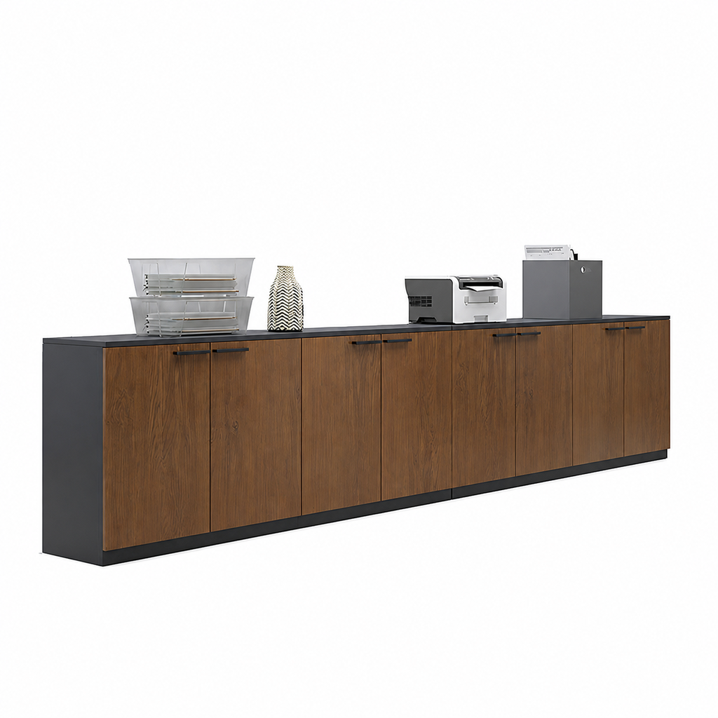 File Cabinet, 8 Teak Low Cabinet, Teak finish, for office storage space, office storage furniture
