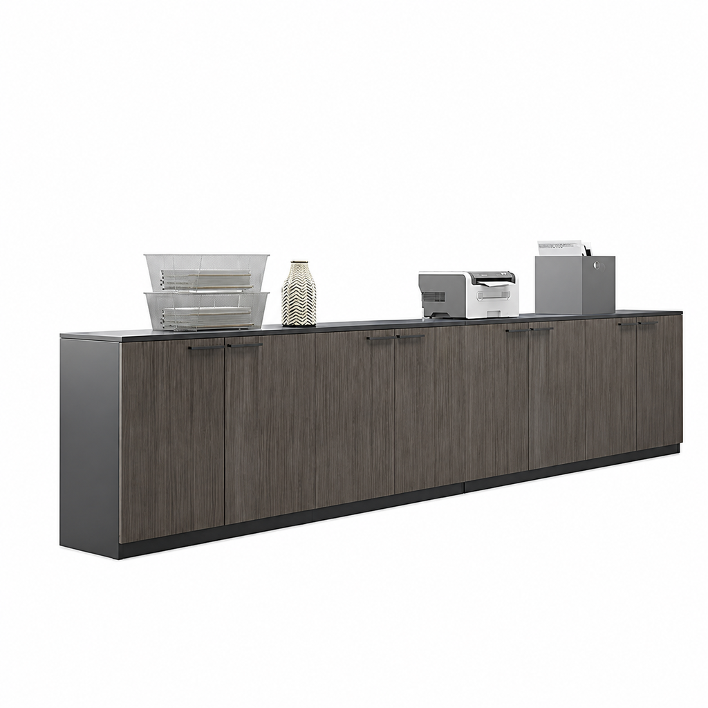 File Cabinet, 6 Grey Oak Low Cabinet, Grey Oak finish, for office storage space, office storage furniture