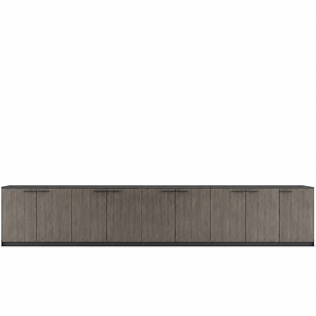 File Cabinet, 9 Grey Oak Low Cabinet, Grey Oak finish, for office storage space, office storage furniture