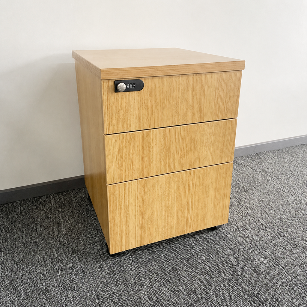 Solid Wood Freestanding Mobile White, All wood with combination lock, All Wood With Combination Lock finish, for office storage space, office storage...