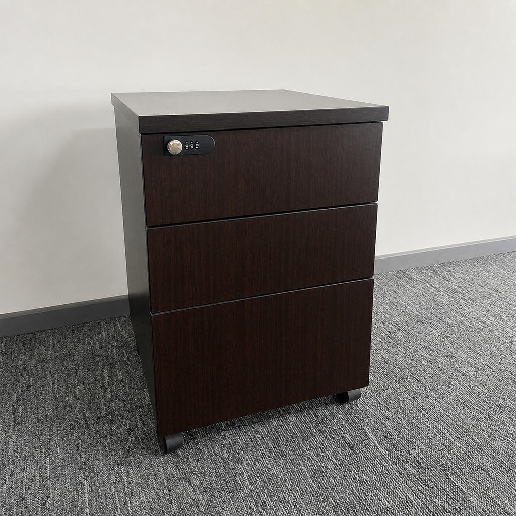 Solid Wood Freestanding Mobile White, Dark wood with combination lock, Dark Wood With Combination Lock finish, for office storage space, office storage...