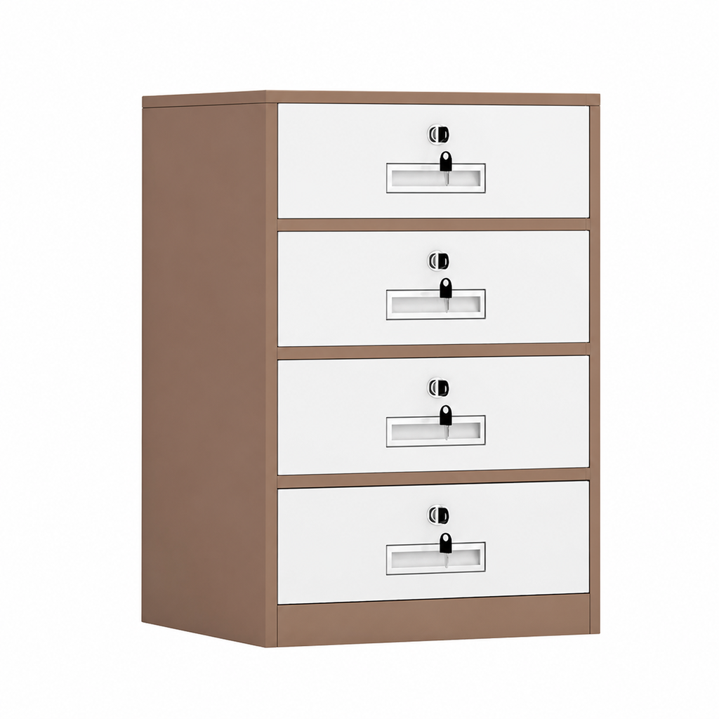 File Cabinet, 4 Drawer Low Cabinet Curry over white, Curry Over White finish, L17" x W15" x H26", for office workspace, executive office furniture