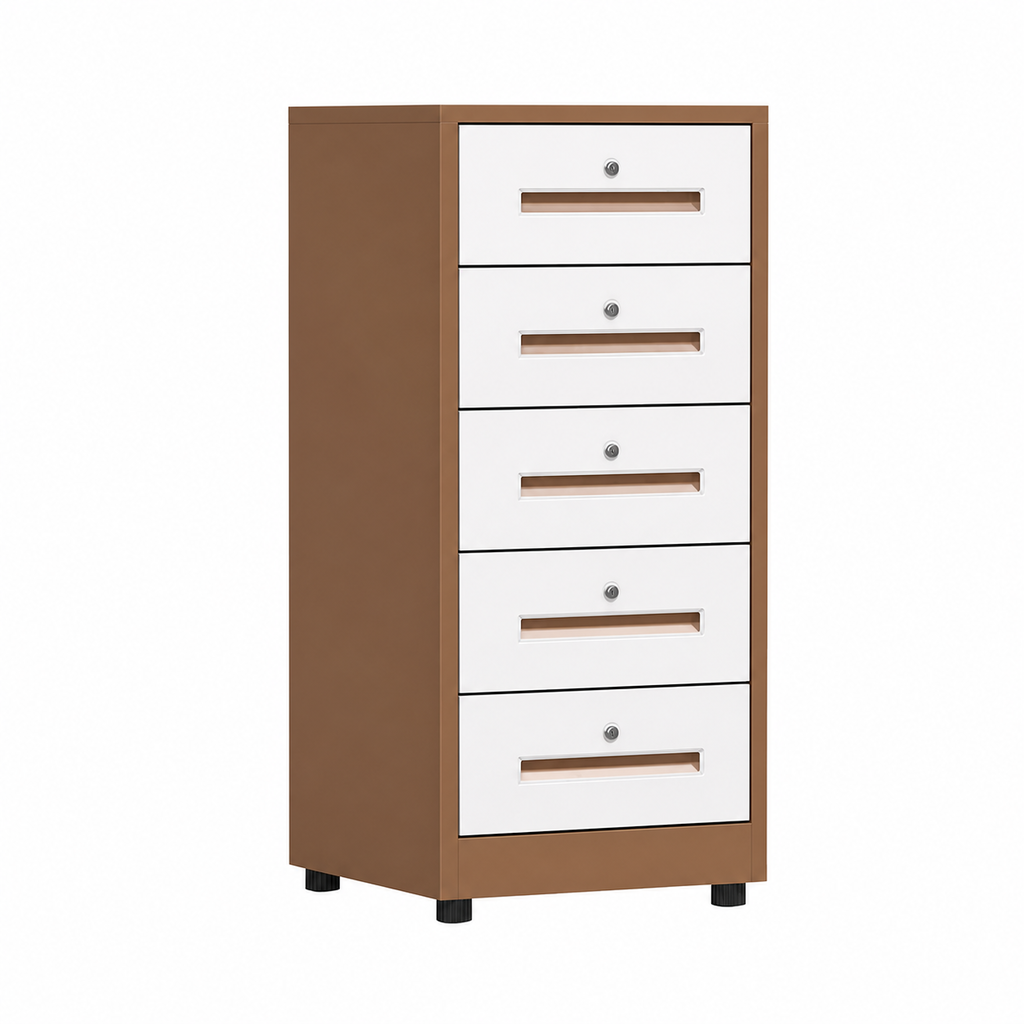 File Cabinet, 5 Drawer Low Cabinet Curry over white, Curry Over White finish, L17" x W15" x H33", for office workspace, executive office furniture