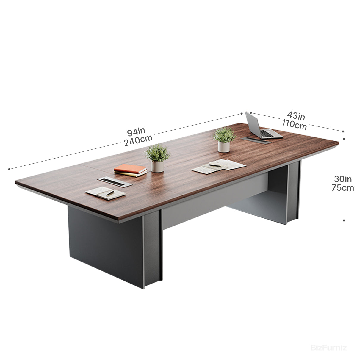 94" Modern Conference Table with Cable Management for 6-8 Person Meeting Room product view 6