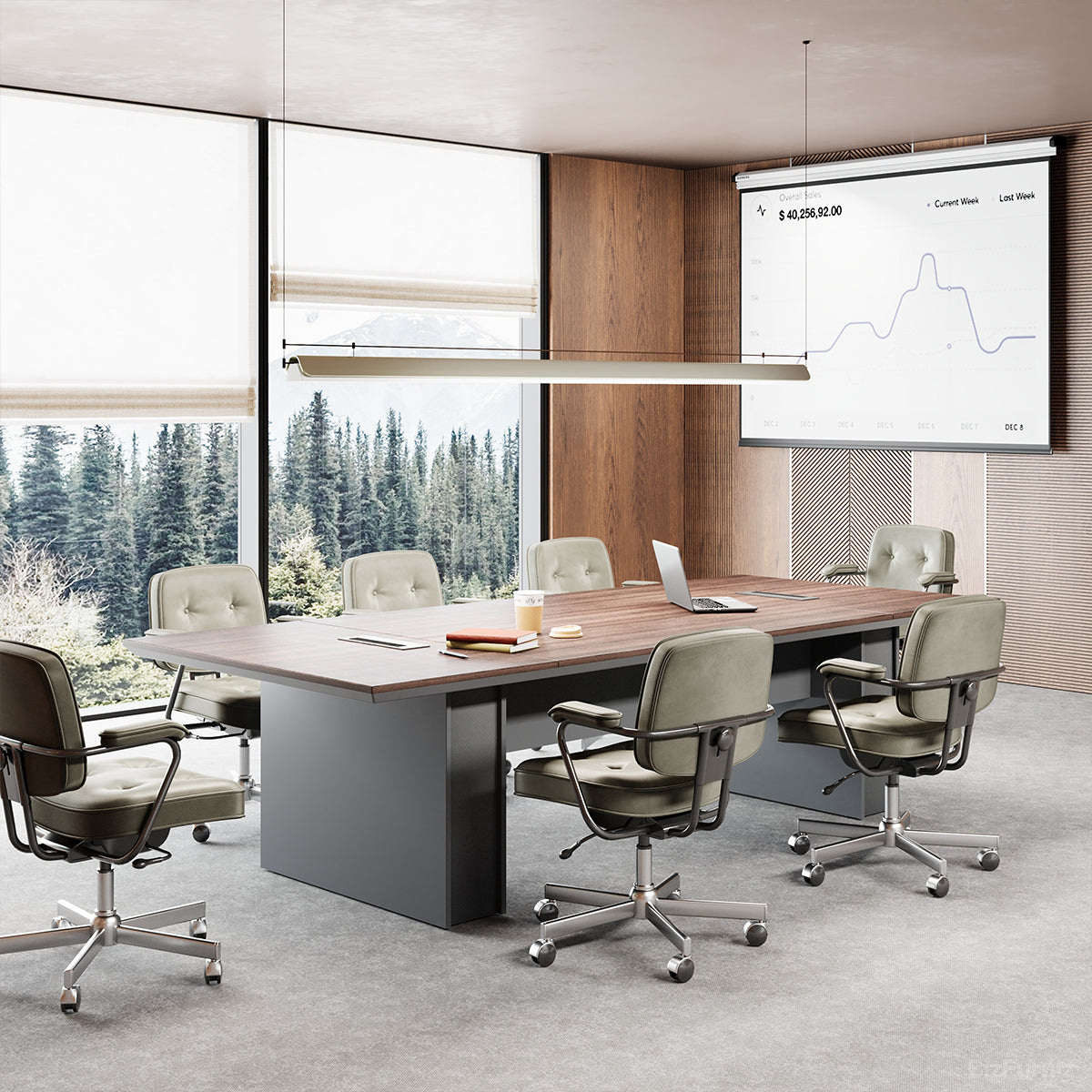 94" Modern Conference Table with Cable Management for 6-8 Person Meeting Room product view 2
