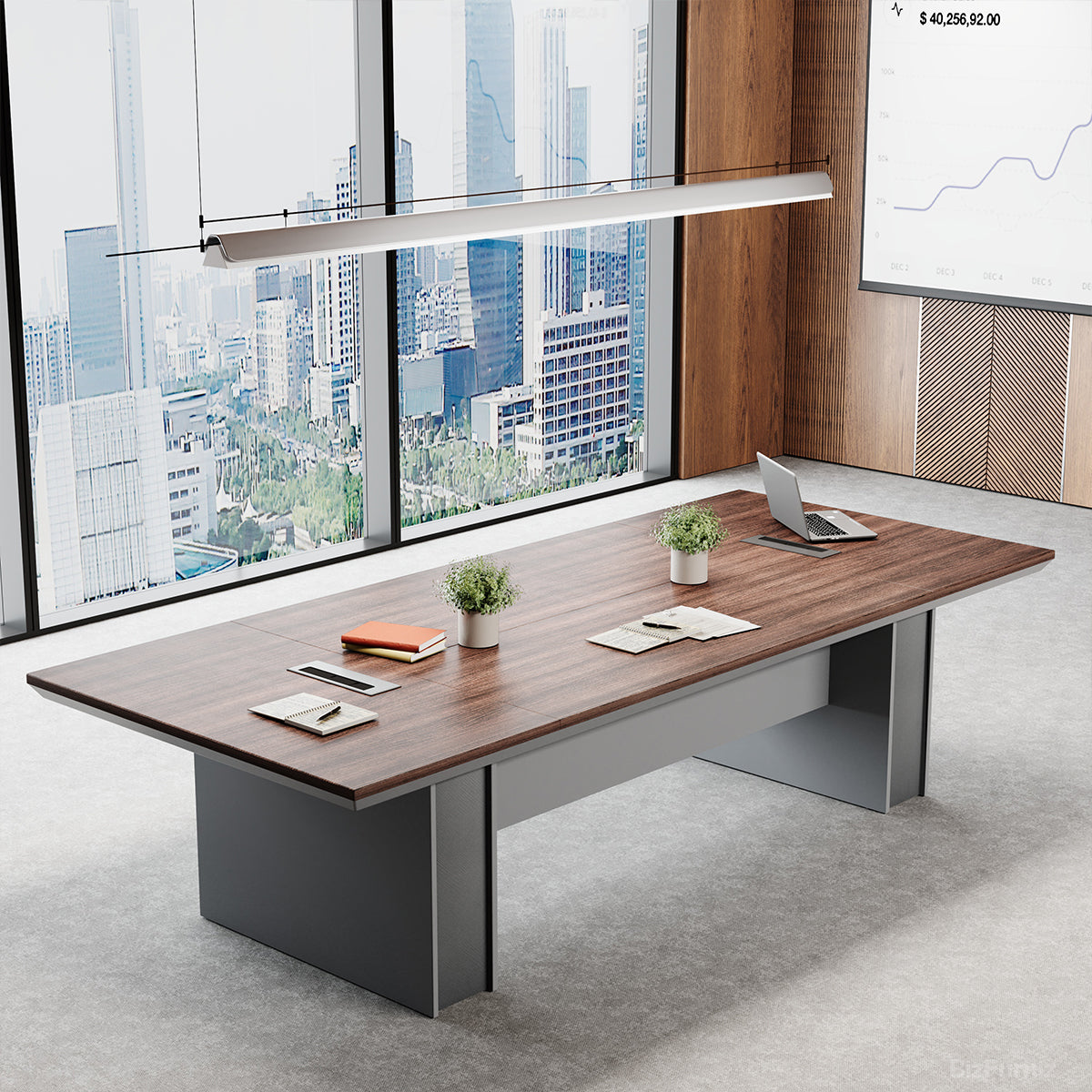 94" Modern Conference Table with Cable Management for 6-8 Person Meeting Room product view 3