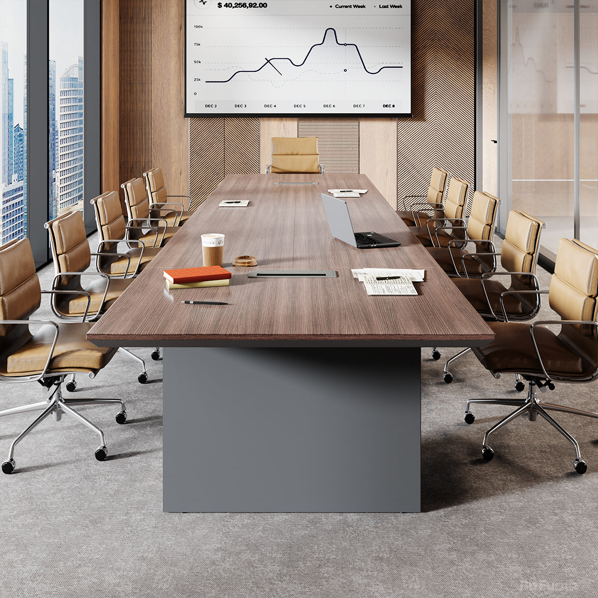 94" Modern Conference Table with Cable Management for 6-8 Person Meeting Room product view 5