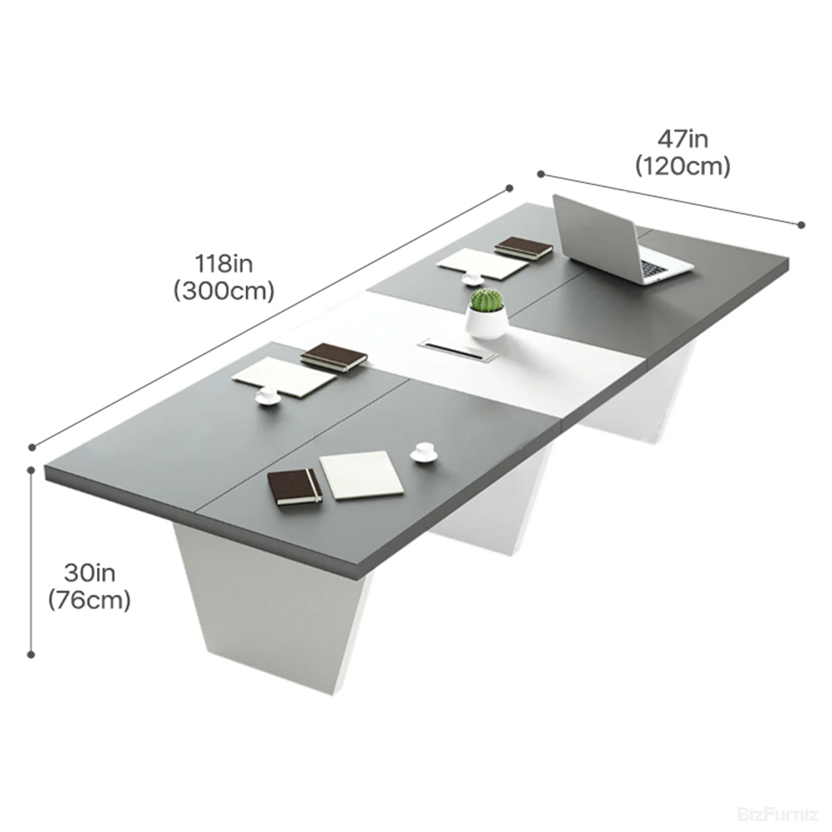 118-inch Rectangular Conference Table for 6-10 People with Power Hub product view 3