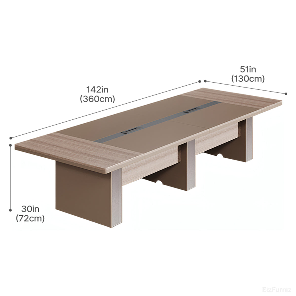 142" Rectangular Conference Table with Cable Management for 10-14 People product view 4