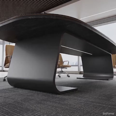 conference table with c-shaped base