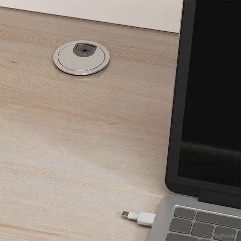 reception desk with cable management