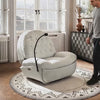 Video showing Luxury Cream Suede Recliner Chair with Phone Holder, Footrest, and USB Port