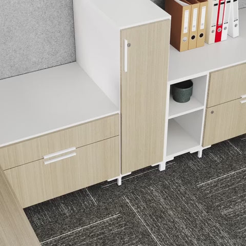 Office Desk with Storage Cabinet and Drawers