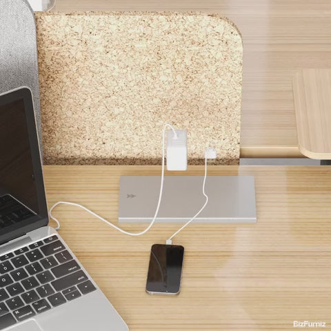 office desk with cable box