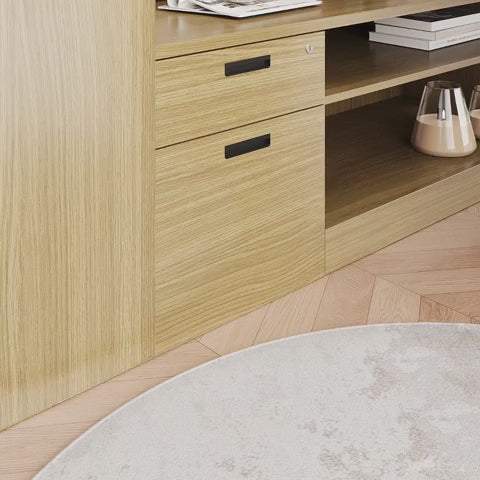 office desk with integrated storage