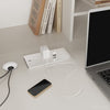 office desk with power outlet and cable grommet 