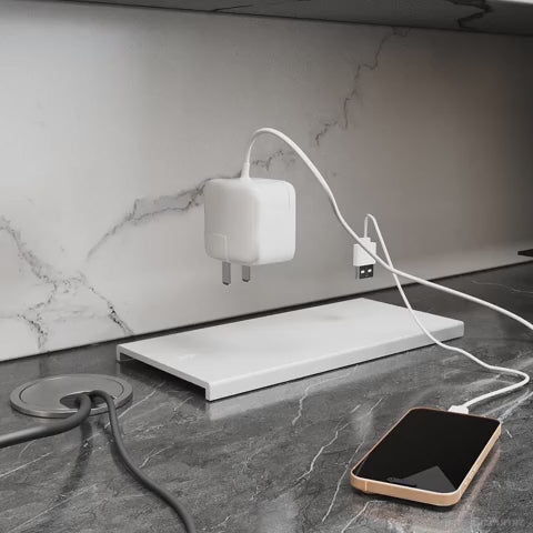 reception desk with cable management