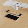 meeting table with wood grain cable box