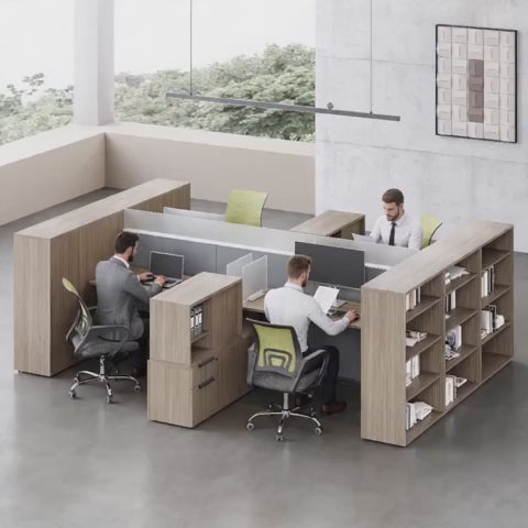 office desk with privacy screen