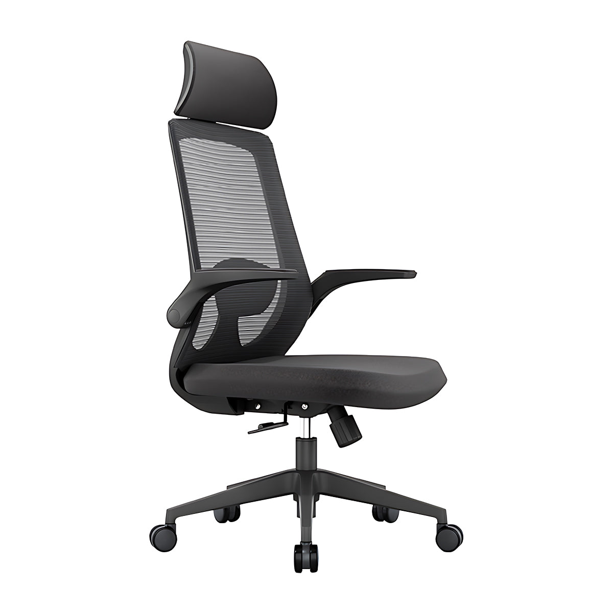 Office Chair, Black With Headrest L26" × W26" × H52", Black finish, for office workstation, office furniture