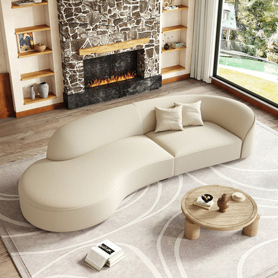 Curved Sectional Sofa 95–134 in Wide, Wood Frame